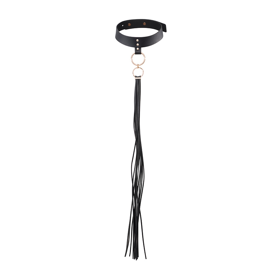 Bijoux Indiscrets Maze collar con látigo negro