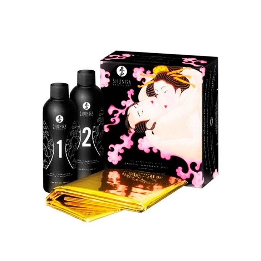 Gel de masaje cuerpo a cuerpo oriental Shunga fresas y cava